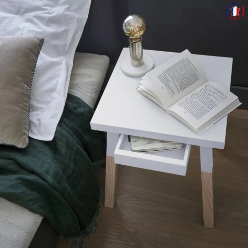 MON PETIT MEUBLE FRANCAIS Tables De Chevet Good Is Beautiful 2 Chevets Laqués Avec Tiroir En Frêne, Plateau 40 Cm 3 MON PETIT MEUBLE FRANCAIS Tables De Chevet Good Is Beautiful 2 Chevets Laqués Avec Tiroir En Frêne, Plateau 40 Cm – Image 2