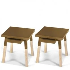 MON PETIT MEUBLE FRANCAIS Tables De Chevet Good Is Beautiful 2 Chevets Laqués Avec Tiroir En Frêne, Plateau 40 Cm