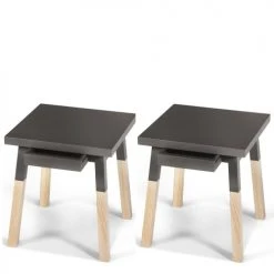 MON PETIT MEUBLE FRANCAIS Tables De Chevet Good Is Beautiful 2 Chevets Laqués Avec Tiroir En Frêne, Plateau 40 Cm