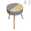 Toilinux Tables De Chevet 2 Tables De Nuit Coffre Scandinave Gris -Surmatelas Soldes Magasin 2 tables de nuit coffre scandinave gris