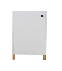 Calicosy Tables De Chevet Caisson Blanc 1 Porte Avec Pieds En Bois - H57cm