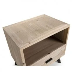 MACABANE Tables De Chevet Chevet 1 Tiroir 1 Niche Beige Pieds En Sapin Noir -Surmatelas Soldes Magasin chevet 1 tiroir 1 niche beige pieds en sapin noir 5