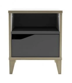 Calicosy Tables De Chevet Chevet 1 Tiroir 1 Niche L36,8 Cm - Blanc Et Gris