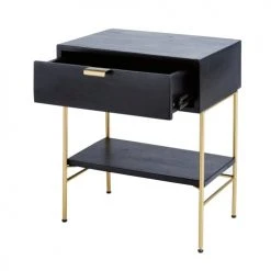 Maisons Du Monde Tables De Chevet Chevet 1 Tiroir En Acacia Massif Noir Et Métal Doré -Surmatelas Soldes Magasin chevet 1 tiroir en acacia massif noir et metal dore 1000 12 10 176064 3
