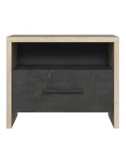 Calicosy Tables De Chevet Chevet 1 Tiroir Et 1 Niche L49.6 Cm - Décor Chêne Et Noir