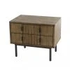 MACABANE Tables De Chevet Chevet 2 Tiroirs Acacia Pieds Métal Noir -Surmatelas Soldes Magasin chevet 2 tiroirs acacia pieds metal noir