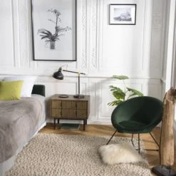 MACABANE Tables De Chevet Chevet 2 Tiroirs Acacia Pieds Métal Noir -Surmatelas Soldes Magasin chevet 2 tiroirs acacia pieds metal noir 3