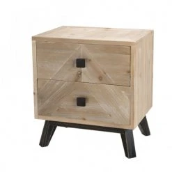MACABANE Tables De Chevet Chevet 2 Tiroirs Beige Pieds En Sapin Noir