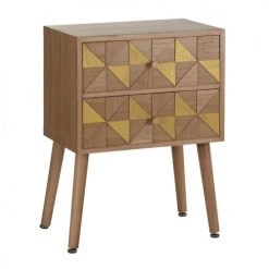 Altobuy Tables De Chevet Chevet 2 Tiroirs Bois Naturel Et Teinté Or