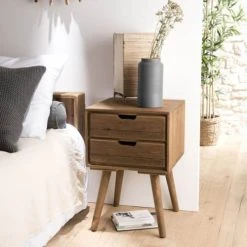 MACABANE Tables De Chevet Chevet 2 Tiroirs En Sapin -Surmatelas Soldes Magasin chevet 2 tiroirs en sapin 1