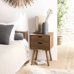 MACABANE Tables De Chevet Chevet 2 Tiroirs En Sapin -Surmatelas Soldes Magasin chevet 2 tiroirs en sapin 3