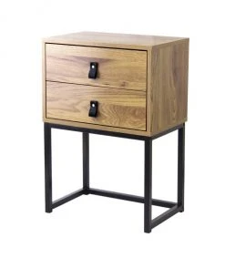 Casâme Tables De Chevet Chevet 2 Tiroirs Pieds Métal Effet Chêne -Surmatelas Soldes Magasin chevet 2 tiroirs pieds metal effet chene 2