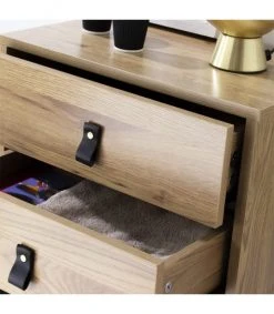 Casâme Tables De Chevet Chevet 2 Tiroirs Pieds Métal Effet Chêne -Surmatelas Soldes Magasin chevet 2 tiroirs pieds metal effet chene 3