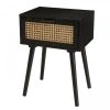 MACABANE Tables De Chevet Chevet En Bois 1 Tiroir Cannage Noir -Surmatelas Soldes Magasin chevet en bois 1 tiroir cannage noir