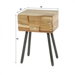 Mathi Design Tables De Chevet Chevet En Bois D'acacia Marron -Surmatelas Soldes Magasin chevet en bois d acacia marron 3