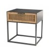 MACABANE Tables De Chevet Chevet En Métal Noir 1 Tiroir Cannage Couleur Naturelle -Surmatelas Soldes Magasin chevet en metal noir 1 tiroir cannage couleur naturelle