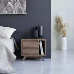 Tikamoon Tables De Chevet Chevet En Noyer Massif -Surmatelas Soldes Magasin chevet en noyer massif 4