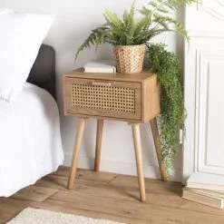 MACABANE Tables De Chevet Chevet En Pin Couleur Naturelle 1 Tiroir Cannage -Surmatelas Soldes Magasin chevet en pin couleur naturelle 1 tiroir cannage 2