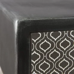 MACABANE Tables De Chevet Chevet En Pin Noir 1 Tiroir Motifs Noirs Et Blancs -Surmatelas Soldes Magasin chevet en pin noir 1 tiroir motifs noirs et blancs 2