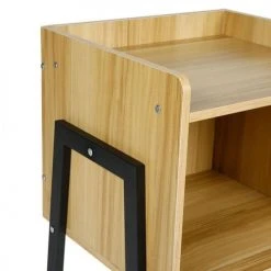 Decoratie Tables De Chevet Chevet Métal Et Bois -Surmatelas Soldes Magasin chevet metal et bois 1