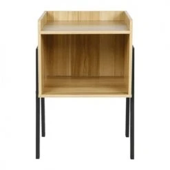 Decoratie Tables De Chevet Chevet Métal Et Bois -Surmatelas Soldes Magasin chevet metal et bois 2