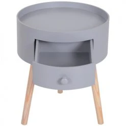 Homcom Tables De Chevet Chevet Table De Nuit Ronde 1 Tiroir Design Scandinave Bicolore -Surmatelas Soldes Magasin chevet table de nuit ronde 1 tiroir design scandinave bicolore 9