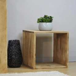 Dendro Tables De Chevet Cube Déco Bois Massif -Surmatelas Soldes Magasin cube deco bois massif 4