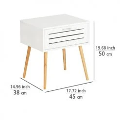 Toilinux Lot De 2 Tables De Chevet Avec 1 Tiroir En Bambou Et Mdf Blanc -Surmatelas Soldes Magasin lot de 2 tables de chevet avec 1 tiroir en bambou et mdf blanc 5