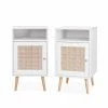 Alice's Garden Lot De 2 Tables De Chevet En Cannage, Blanc -Surmatelas Soldes Magasin lot de 2 tables de chevet en cannage blanc