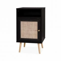 Alice's Garden Lot De 2 Tables De Chevet En Cannage Noir -Surmatelas Soldes Magasin lot de 2 tables de chevet en cannage noir 4