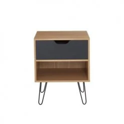 Baita Lot De 2 Tables De Chevet Noir Et Effet Chêne 1 Tiroir -Surmatelas Soldes Magasin lot de 2 tables de chevet noir et effet chene 1 tiroir 3