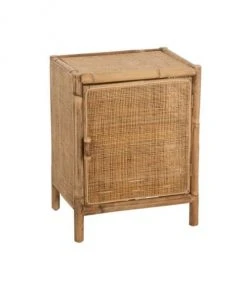 Calicosy Tables De Chevet Petite Armoire 1 Porte Rotin Naturel