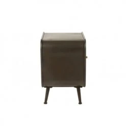 LANADECO Tables De Chevet Table 1 Tiroir Métal Noir Bois Naturel -Surmatelas Soldes Magasin table 1 tiroir metal noir bois naturel 2