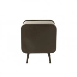 LANADECO Tables De Chevet Table 1 Tiroir Métal Noir Bois Naturel -Surmatelas Soldes Magasin table 1 tiroir metal noir bois naturel 5