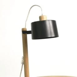 DIZY Design Tables De Chevet Good Is Beautiful Table D'appoint Avec Plateaux Décalés, Lampe En Chêne & Métal Noir -Surmatelas Soldes Magasin table d appoint avec plateaux decales lampe en chene metal noir 4