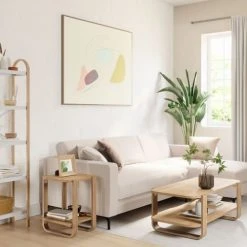 Umbra Tables De Chevet Table D'appoint En Bois Naturel 53x42cm -Surmatelas Soldes Magasin table d appoint en bois naturel 53x42cm 2