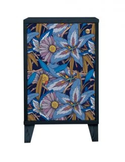 RNT By Really Nice Things Tables De Chevet Table De Bois En Pin Massif Avec Imprimé Floral Bleu Frida Garden