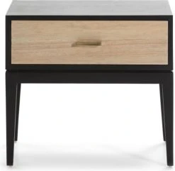 Thai Natura Tables De Chevet Table De Chever 1 Tiroir En Bois Clair Cérusé Et Noir -Surmatelas Soldes Magasin table de chever 1 tiroir en bois clair ceruse et noir 3
