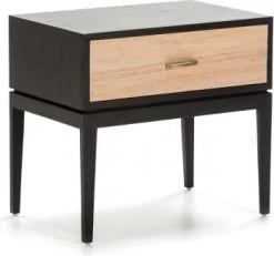 Thai Natura Tables De Chevet Table De Chever 1 Tiroir En Bois Clair Cérusé Et Noir -Surmatelas Soldes Magasin table de chever 1 tiroir en bois clair ceruse et noir 4