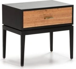 Thai Natura Tables De Chevet Table De Chever 1 Tiroir En Bois Clair Cérusé Et Noir -Surmatelas Soldes Magasin table de chever 1 tiroir en bois fonce ceruse et noir 1