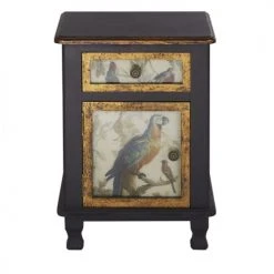 Maisons Du Monde Tables De Chevet Table De Chevet 1 Porte 1 Tiroir Noire Et Dorée à Motifs