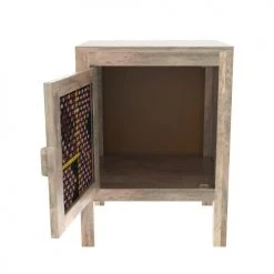 Rendez Vous Déco Tables De Chevet Table De Chevet 1 Porte En Manguier Et Cannage Coloré -Surmatelas Soldes Magasin table de chevet 1 porte en manguier et cannage colore 4