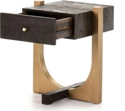 Thai Natura Tables De Chevet Table De Chevet 1 Tiroir Bois Et Métal Doré -Surmatelas Soldes Magasin table de chevet 1 tiroir bois et metal dore 2