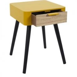 The Home Deco Factory Tables De Chevet Table De Chevet 1 Tiroir Bois Jaune -Surmatelas Soldes Magasin table de chevet 1 tiroir bois jaune 3