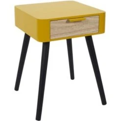 The Home Deco Factory Tables De Chevet Table De Chevet 1 Tiroir Bois Jaune -Surmatelas Soldes Magasin table de chevet 1 tiroir bois jaune 5