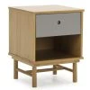 HOMN Tables De Chevet Table De Chevet 1 Tiroir Couleur Bois Et Gris, Bois Massif -Surmatelas Soldes Magasin table de chevet 1 tiroir couleur bois et gris bois massif