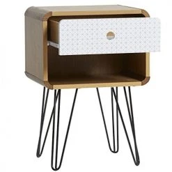 HOMN Tables De Chevet Table De Chevet 1 Tiroir, Couleur Chêne, Pieds En Métal En Noir -Surmatelas Soldes Magasin table de chevet 1 tiroir couleur chene pieds en metal en noir 2