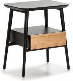 Thai Natura Tables De Chevet Table De Chevet 1 Tiroir Couleur Noir Et Bois Clair