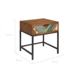 Rendez Vous Déco Tables De Chevet Table De Chevet 1 Tiroir En Bois D'acacia Et Bois Recyclé -Surmatelas Soldes Magasin table de chevet 1 tiroir en bois d acacia et bois recycle 2