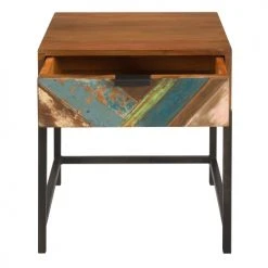 Rendez Vous Déco Tables De Chevet Table De Chevet 1 Tiroir En Bois D'acacia Et Bois Recyclé -Surmatelas Soldes Magasin table de chevet 1 tiroir en bois d acacia et bois recycle 4